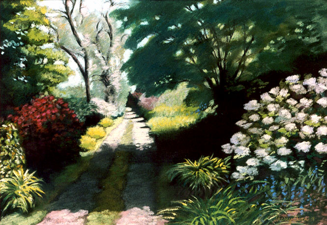 Pastel of Colby Lodge Garden 1