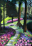 Sherry owen pastel of Colby Lodge gardens vertical